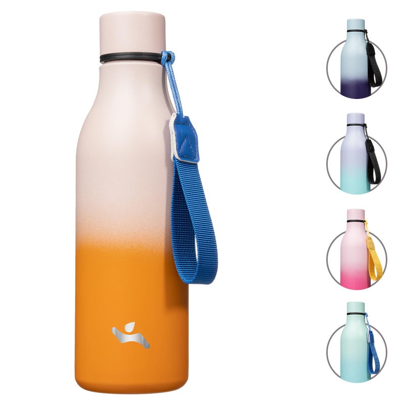 Konokyo Insulated Water Bottle with Strap18 oz Double Wall Stainless Steel Vacuum Bottles Metal Water FlaskCoral