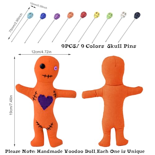 Waybas 10Pcs Voodoo Doll Kit Real Voodoo Dolls with 9 Skull Pins Creepy Ghost Revenge Spells Voodoo Doll Relieve Stress Horror Dolls for Halloween Christmas Birthday Ornament DecorationOrange - Image 5