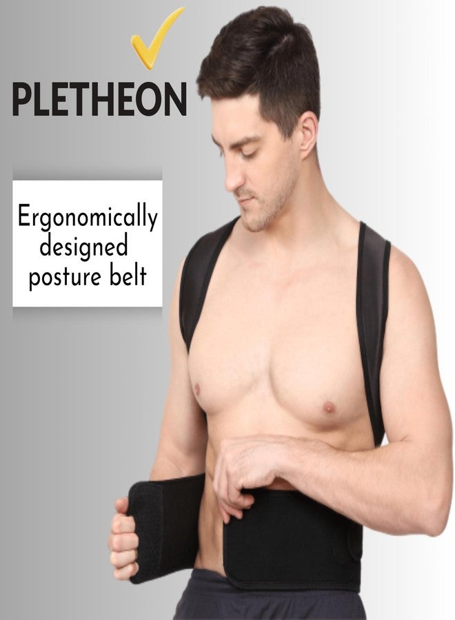 PLETHEON حزام PLETHEON لتصحيح وضعية الجسم للرجال والنساء | دعامة قابلة للتعديل للكتف وأعلى الظهر | محاذاة العمود الفقري | يناسب محيط بطن من 30 إلى 44 بوصة - Image 3