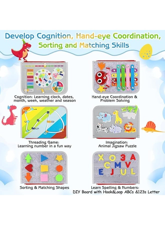 general Montessori Busy Book for Toddlers 20 in 1 Quiet Activity Book with Life Skills Cognition Sorting Kids DIY Felt Quiet Book Preschool Learning Education Toys - Image 2