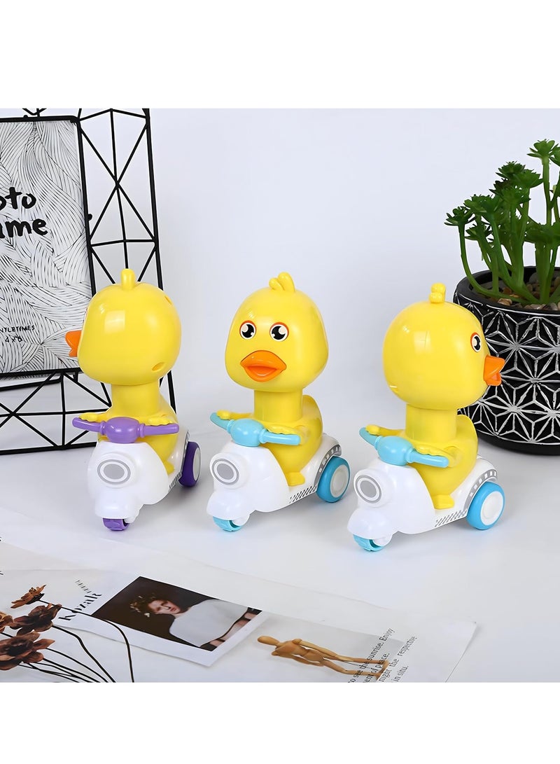 MAGIC VAULT سيارة سحب للخلف | 3 قطع من دراجة نارية برأس بطة صفراء دوارة تعمل بالضغط للخلف | سيارة لعبة للأطفال | لعبة بطة دفع من فيدجيت جير | سيارة كرتونية على شكل حيوان للأطفال الصغار 1 و2 و3 سنوات من العمر - Image 5