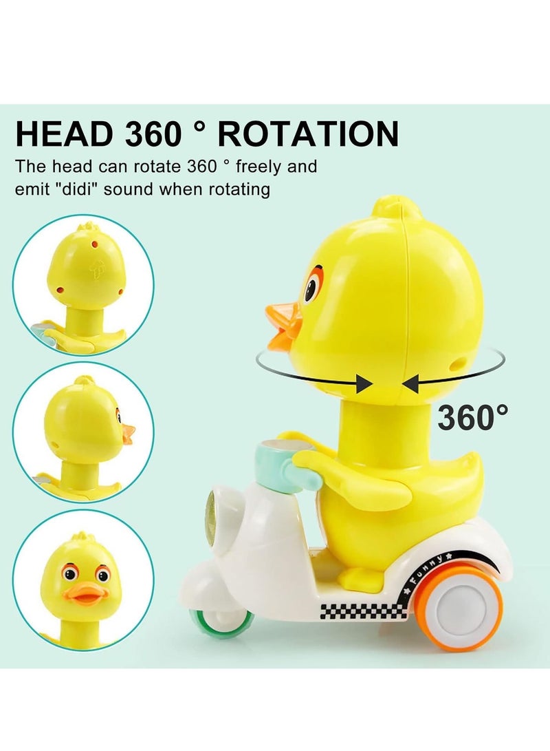 MAGIC VAULT سيارة سحب للخلف | 3 قطع من دراجة نارية برأس بطة صفراء دوارة تعمل بالضغط للخلف | سيارة لعبة للأطفال | لعبة بطة دفع من فيدجيت جير | سيارة كرتونية على شكل حيوان للأطفال الصغار 1 و2 و3 سنوات من العمر - Image 2
