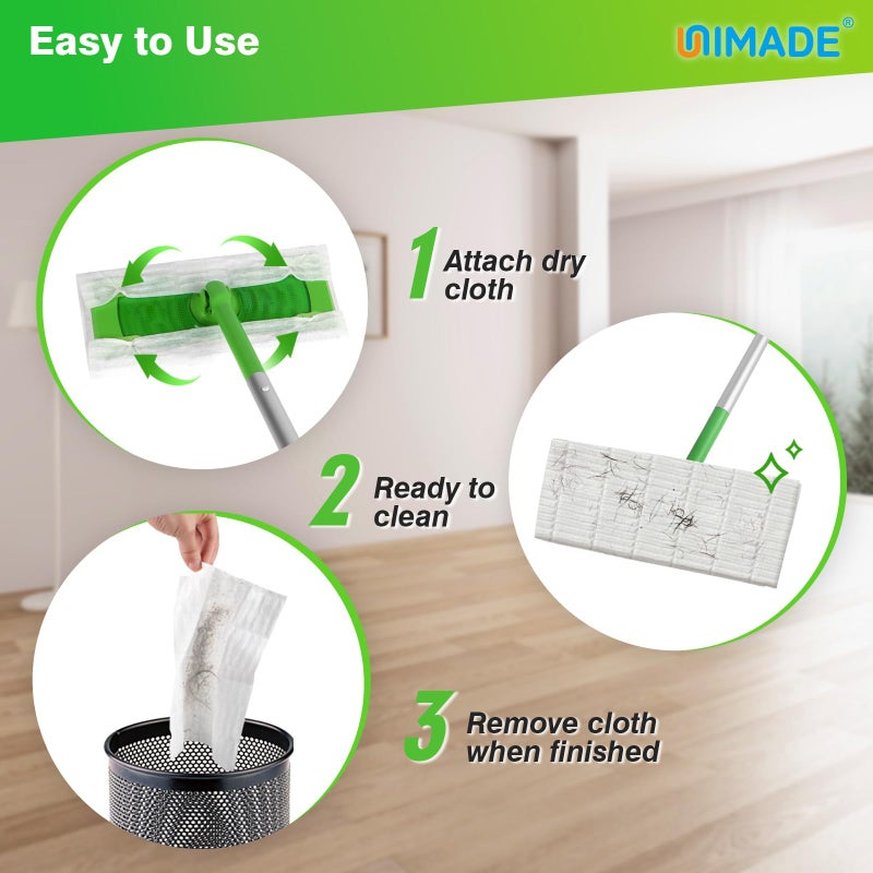 UNIMADE Dry Sweeping Cloths, 52 Count Mop Refill Compatible with Swiffer Sweeper - Disposable Duster Refills Mops for Cleaning Hardwood Floor Dust - Image 3