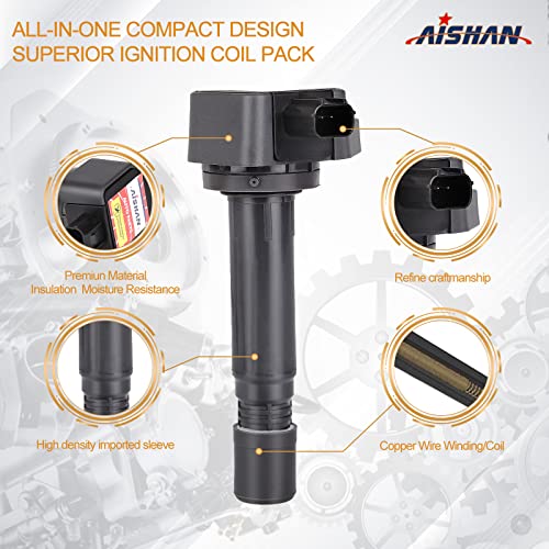 AISHAN Set of 4 Ignition Coil Pack Compatible with 2006 2007 2008 2009 2010 2011 Honda Civic 1.8L | Replace# UF582 - Image 2