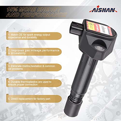 AISHAN Set of 4 Ignition Coil Pack Compatible with 2006 2007 2008 2009 2010 2011 Honda Civic 1.8L | Replace# UF582 - Image 3