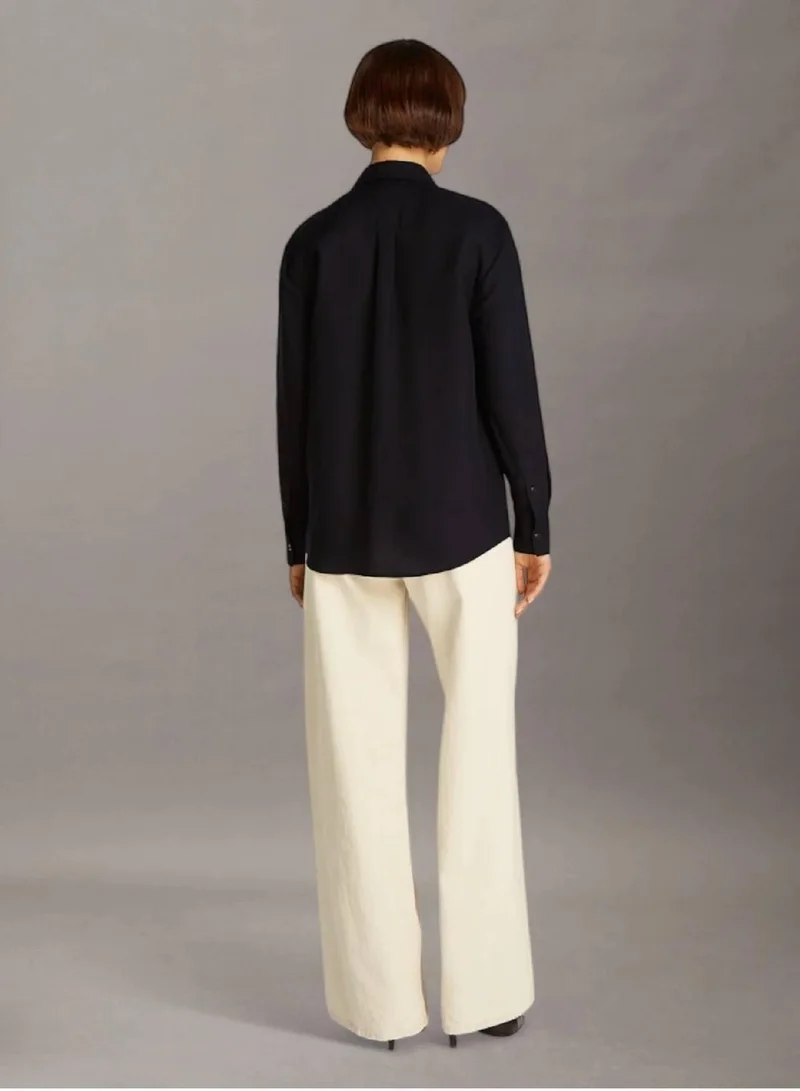 Calvin Klein Ck Black Linen Lyocell Shirt for Women | Best Price UAE