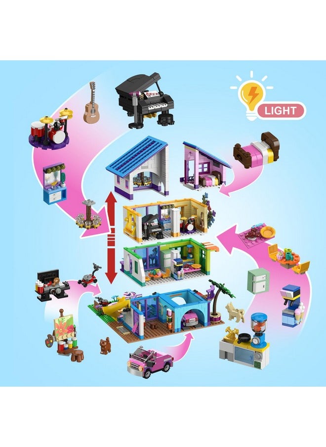 Hogokids HOGOKIDS Girls House Building Set with LED Light - 1317 PCS Friends Villa Block Toy with Car and Pool, Garden 4 Floor Building Kit for Role Play, Birthday Gift for Girls Boys Kids Ages 8-14+  - Image 3