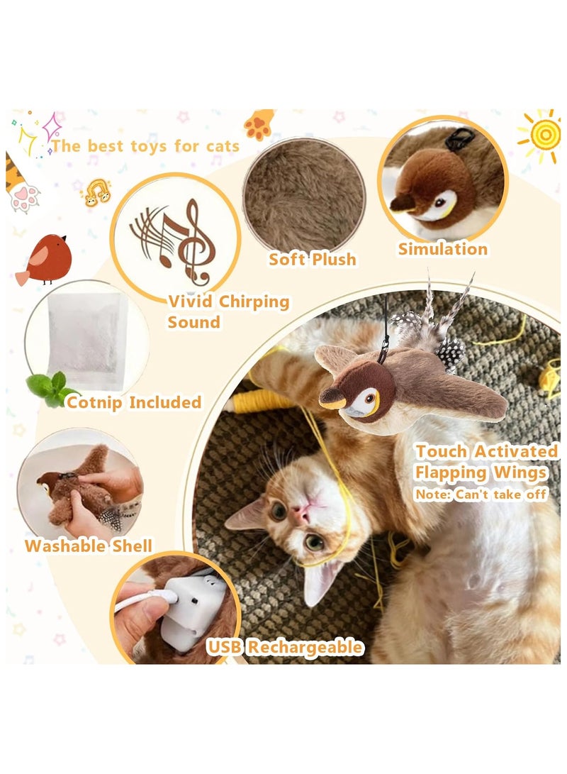 Interactive Cat Toy with Flapping Wings – Touch-Activated Chirping Sparrow for Cats  Small Dogs – No Flying, Rechargeable  Catnip-Infused – Fun Kitten  Pet Play - Image 2