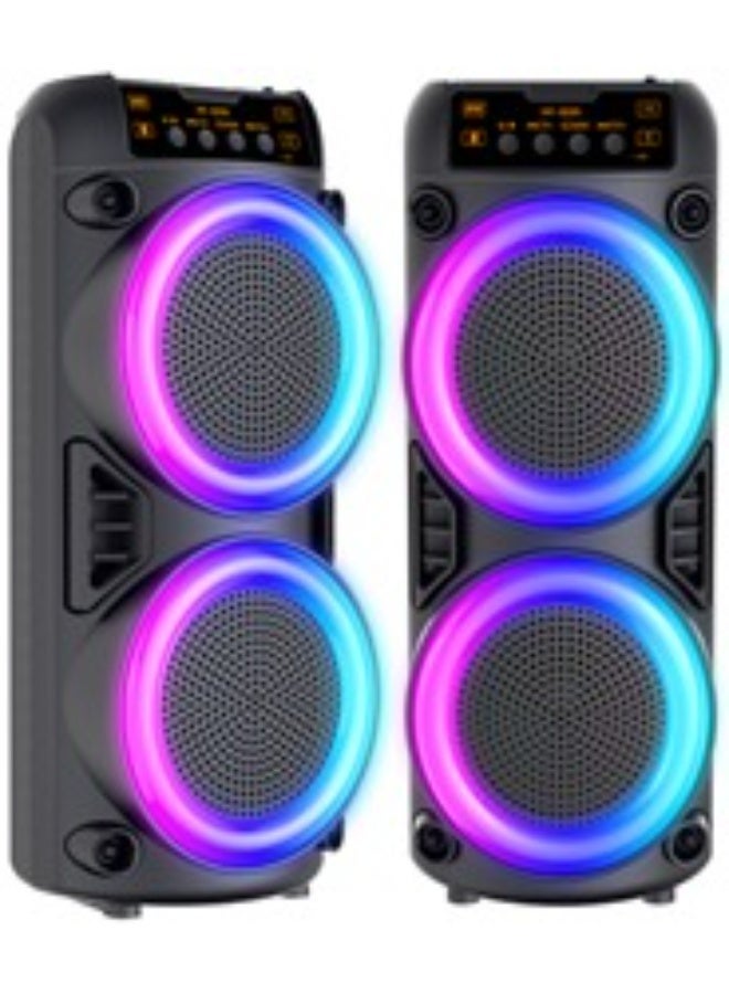 جاما سماعة بلوتوث محمولة GT-323 مزدوجة 3 بوصة ببطارية 1200 مللي أمبير وشحن Type-C – أسود - Image 2