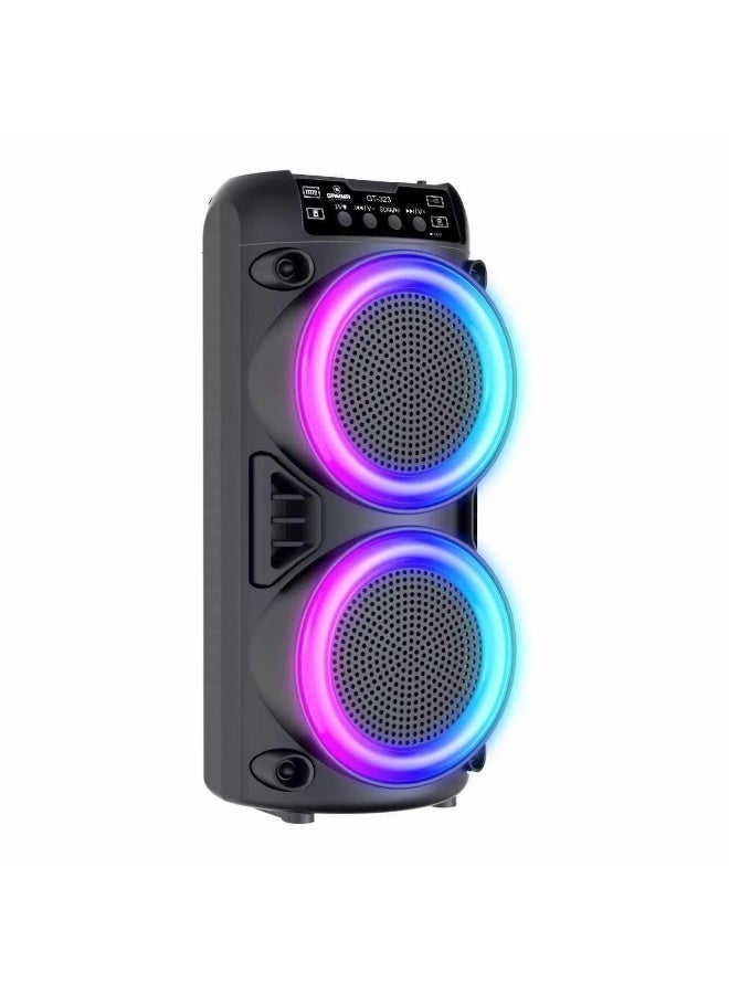 جاما سماعة بلوتوث محمولة GT-323 مزدوجة 3 بوصة ببطارية 1200 مللي أمبير وشحن Type-C – أسود - Image 1