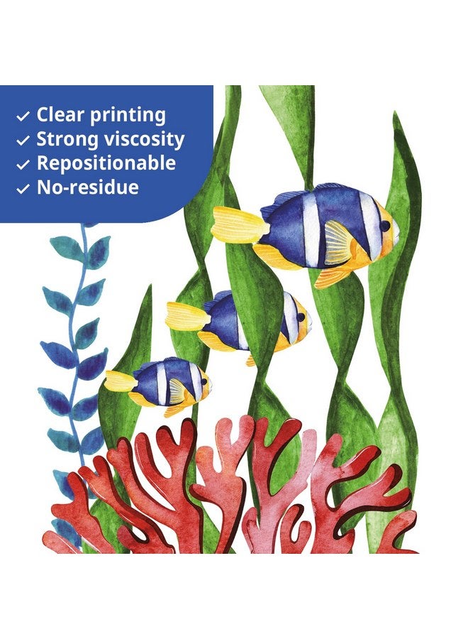 DECOWALL DS12-8078 Sea Animals Wall Stickers Decals Baby Boys Bedroom Fish décor Living Kids Nursery Ocean playroom Removable Room Seaweed Under Watercolor - Image 4