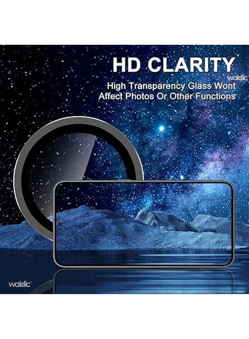 Waldic Oppo Reno13 F Camera Lens Protector, Scratch-Resistant HD Clarity Ultra-Thin 9H Tempered Glass with Aluminium Edging, Individual Metal Lens Cover - Black  - Image 2