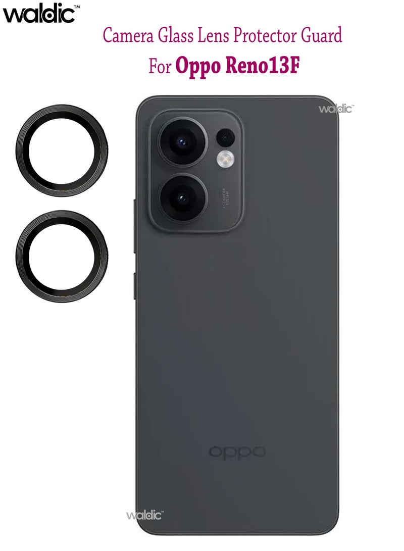 Waldic Oppo Reno13 F Camera Lens Protector, Scratch-Resistant HD Clarity Ultra-Thin 9H Tempered Glass with Aluminium Edging, Individual Metal Lens Cover - Black  - Image 1