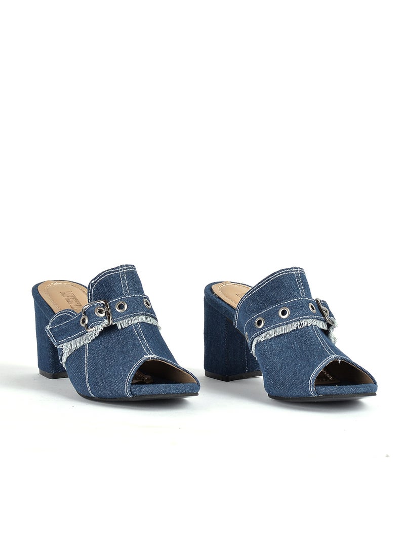 LIFESTYLISH - Lifestylesh Shoes Heels Jeans Fabric SB-10 - Blue - Image 1