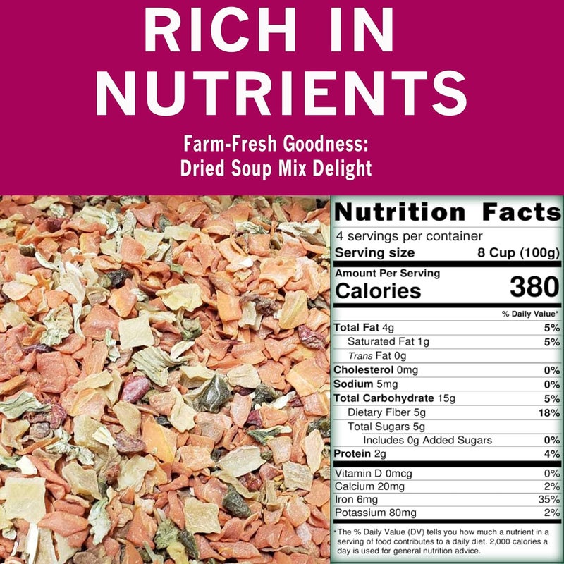 SPICES VILLAGE Dried Vegetable Mix - Dehydrated Ramen Toppings with Carrot, Onion, Bell Peppers, Celery, Cabbage & Spinach Flakes, 16 oz - Image 2