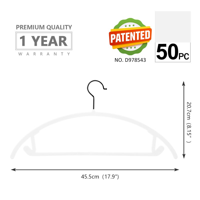 MIZGI Premium Velvet Hangers 50 Pack Heavyduty- Non Slip No Shoulder Bump Suit Hanger - Black Hooks,Space Saving Clothes Rounded Shape for Coat,Sweater,Jackets,Pants - Image 2