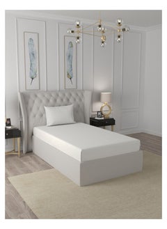 Raymond Raymond Home Single Fitted sheet set Super Soft 210 TC Satin Pure Cotton (90x190+30 , 50x75) Fitted sheet & 1 PillowCase Silver  - Image 1