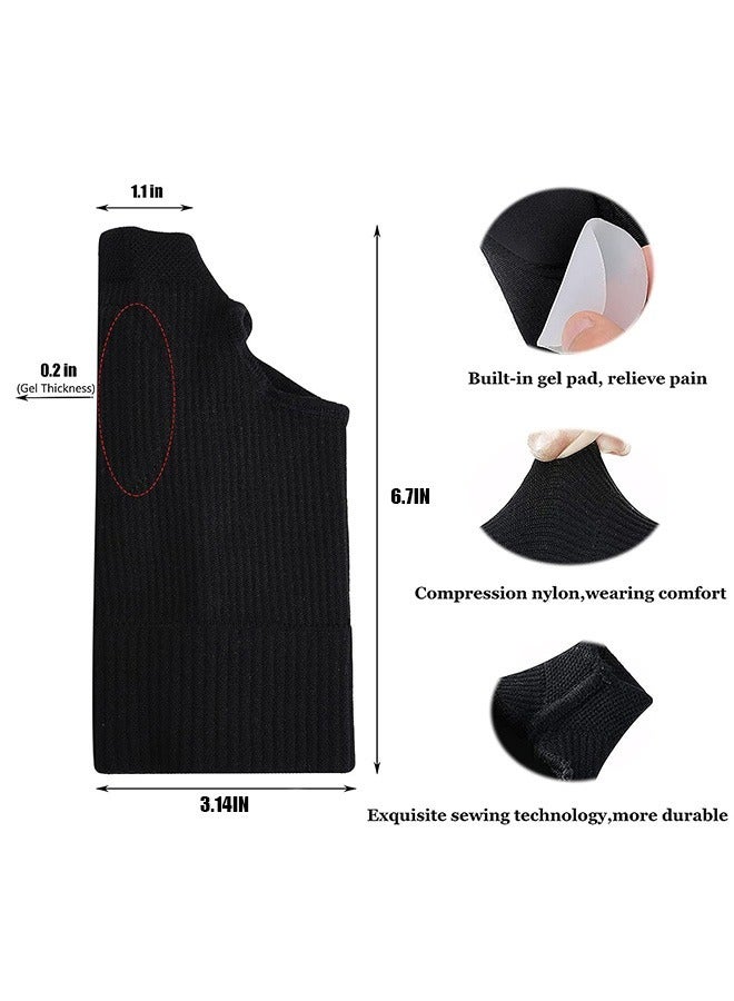 1 Pair Gel Thumb Wrist Support Brace, Nylon Breathable Compression Arthritis Gloves, Wrist Brace Compression Sleeves for Thumb Arthritis Carpal Tunnel Tenosynovitis (Black) - Image 2