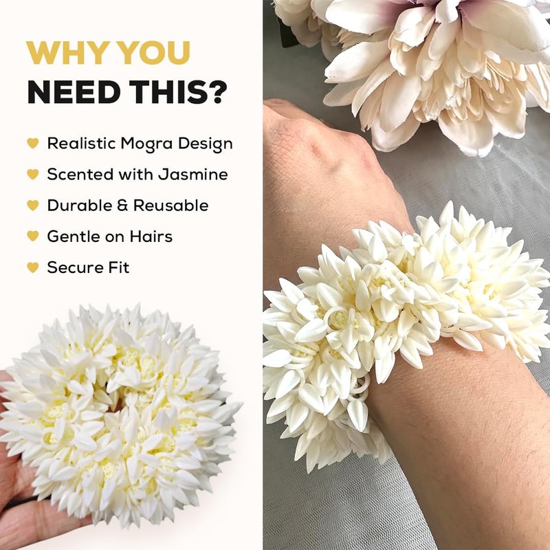 Multibrite Mogra Artificial Gajra for Hair Buns & Braids, Reusable Scented Jasmine Flower Traditional Indian Bridal Jewelry Hair Accessory for Weddings, Festivities & Casual Days for Women (Pack of 2) - Image 2