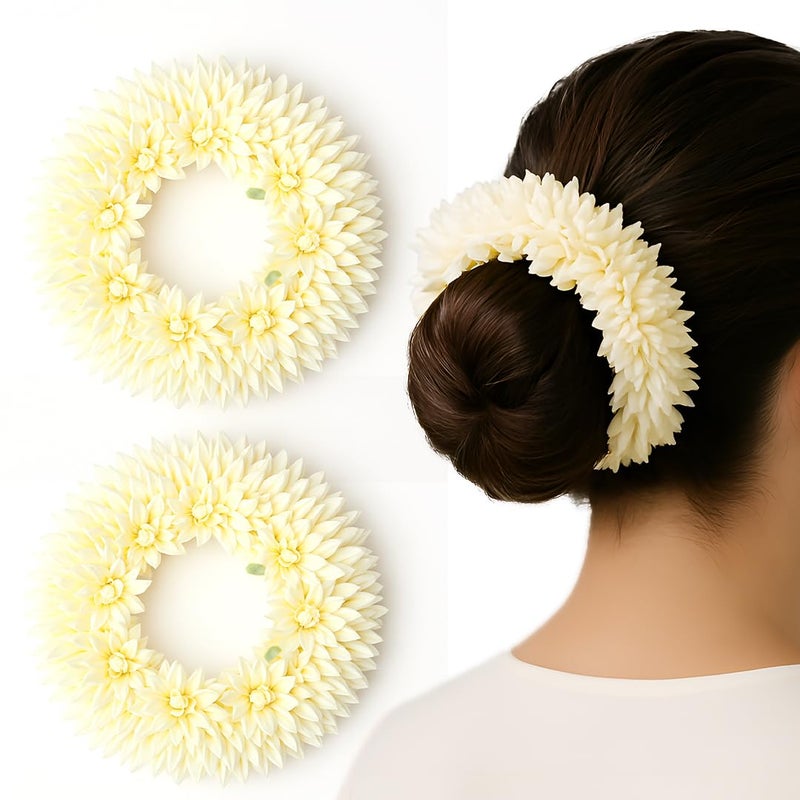 Multibrite Mogra Artificial Gajra for Hair Buns & Braids, Reusable Scented Jasmine Flower Traditional Indian Bridal Jewelry Hair Accessory for Weddings, Festivities & Casual Days for Women (Pack of 2) - Image 1