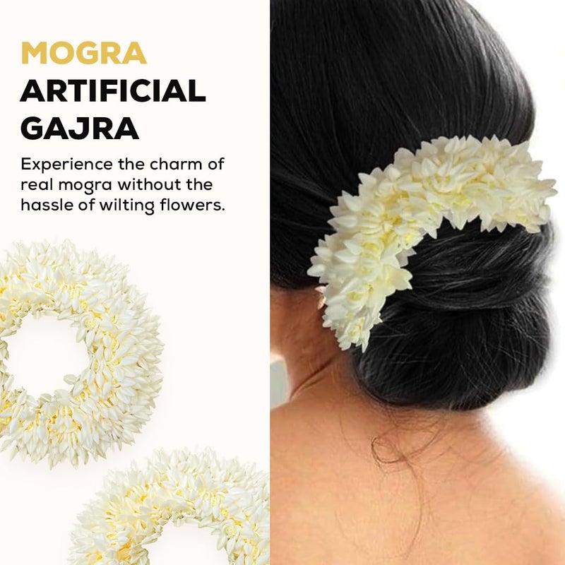Multibrite Mogra Artificial Gajra for Hair Buns & Braids, Reusable Scented Jasmine Flower Traditional Indian Bridal Jewelry Hair Accessory for Weddings, Festivities & Casual Days for Women (Pack of 2) - Image 4