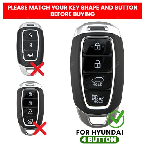 Coll of Fest Metal Silicon Key Cover Compatible with Hyundia Verna 2019, 2020, 2021, 2022, 2023 4 Button New Smart Key Special Feature Visible in Low-Light Condition - Image 2