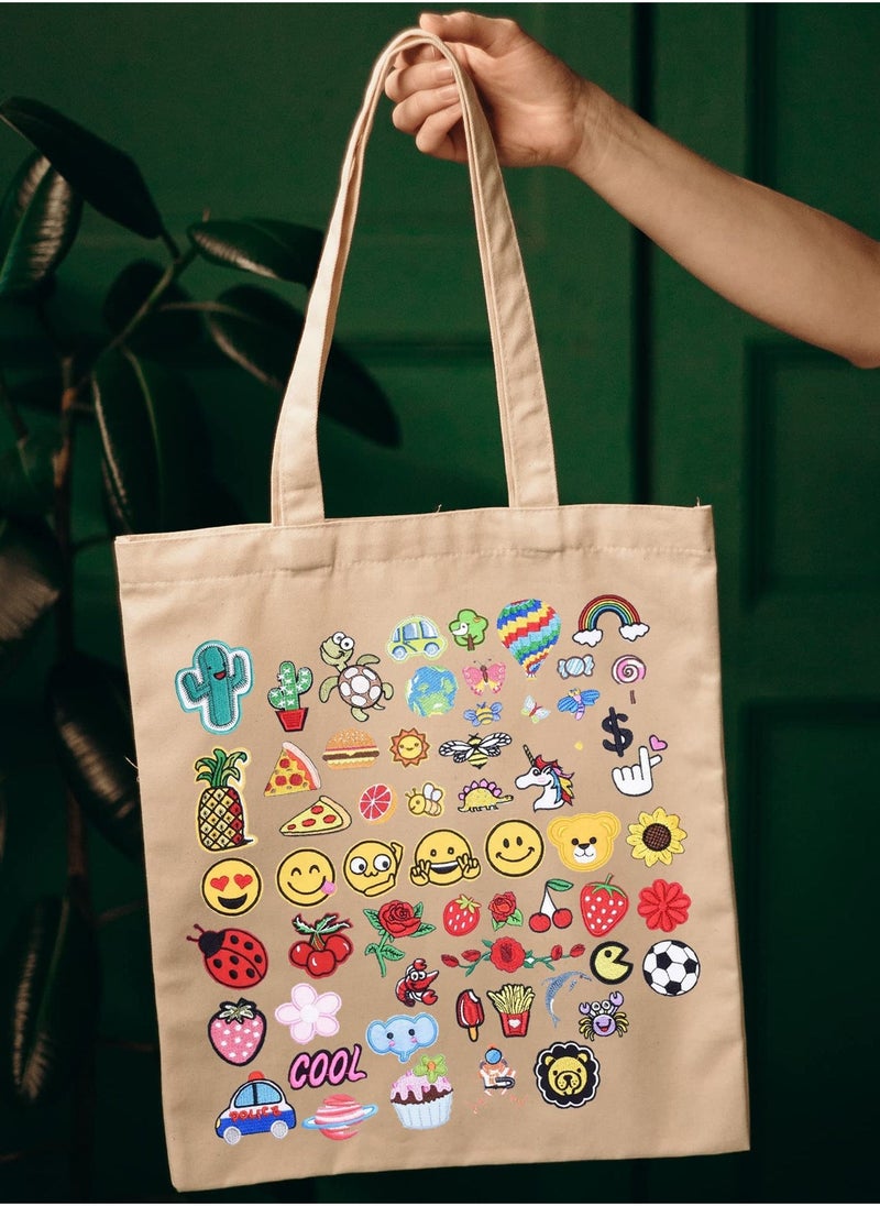 Embroidered Iron on Patches, 60 Pcs Bright Colors Cute Sew On Applique Patches for Clothing, DIY Patch for Clothing Sew On Set, Iron on Patches for Jeans Dress Clothing Hats Bags Arts Crafts - Image 2