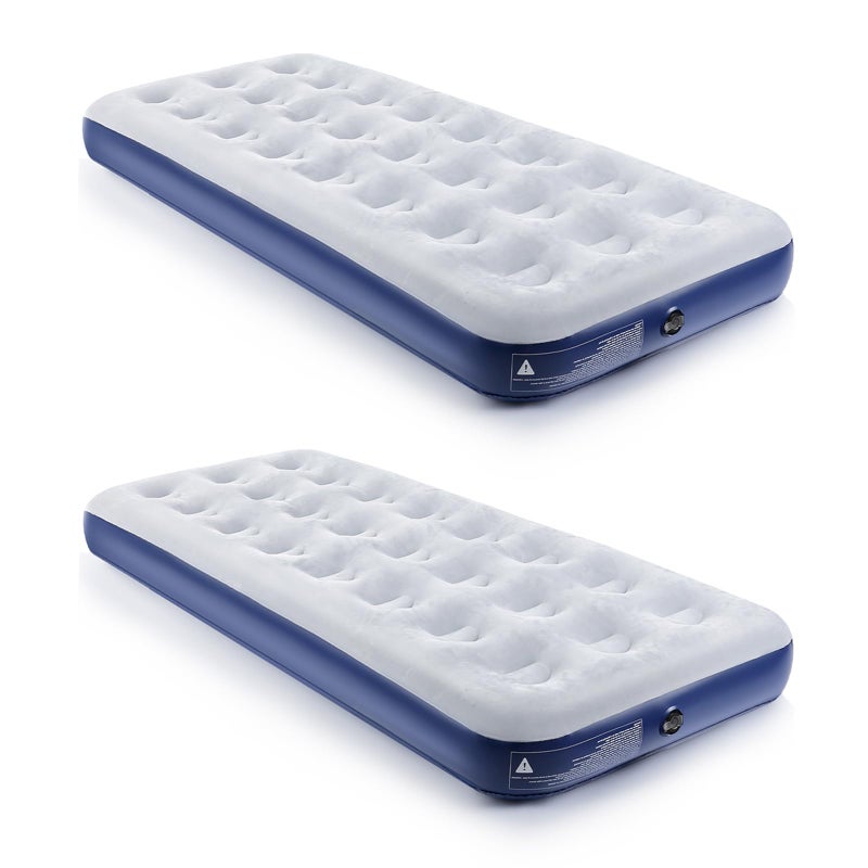 QDH Camping Air Mattress Inflatable Air Bed Flocked Surface Travel Bed Sleeping Pad Air Bed for Outdoor Camping Tent Guest Travelling2 PCS