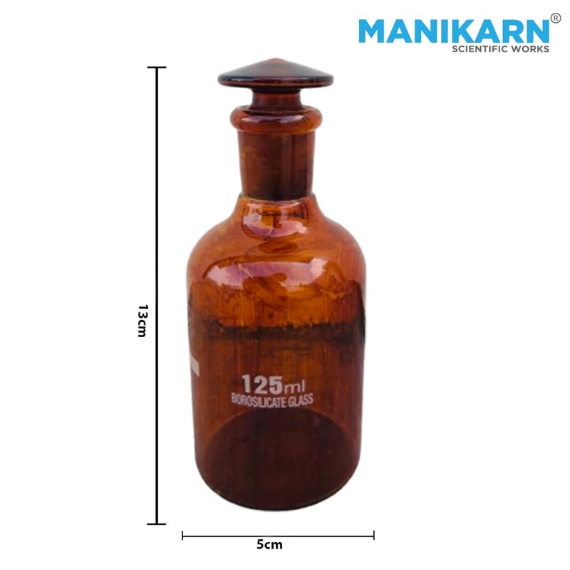 MANIKARN Borosilicate glass Amber Reagent Bottle with glass stopper 125ml 250ml 500ml Set of 3 Piece - Image 4