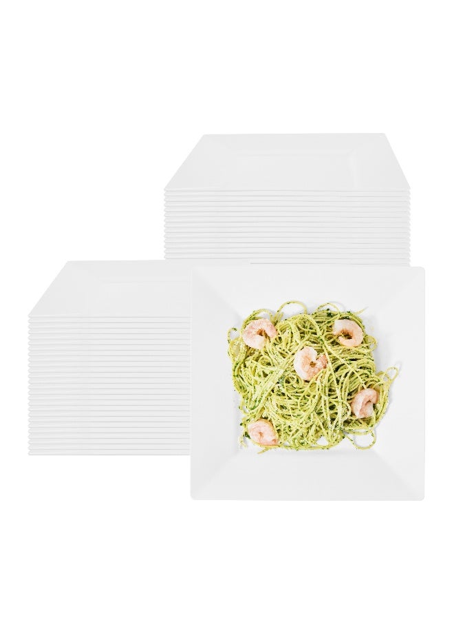 Restaurantware 10.8 x 10.8 x 0.5 Inch Party Plates, 100 Disposable Plastic Dessert Plates - Square, Heavy-Duty, White Plastic Salad Plates, Serve Sides Or Appetizers, For Weddings Or Catering  - Image 2