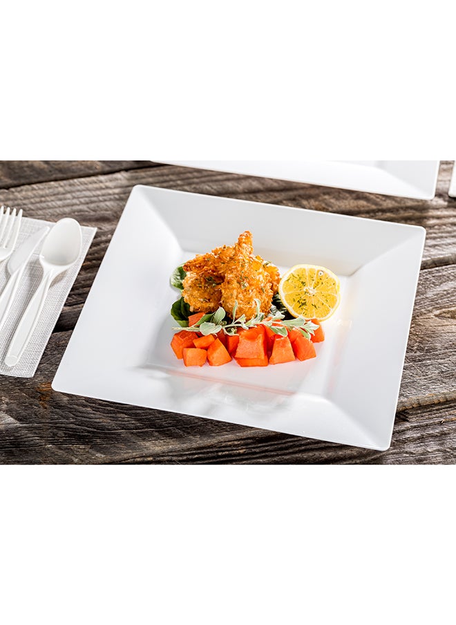 Restaurantware Restaurantware-10.8 x 10.8 x 0.5 Inch Party Plates, 100 Disposable Plastic Dessert Plates - Square, Heavy-Duty, White Plastic Salad Plates, Serve Sides Or Appetizers, For Weddings Or Catering  - Image 3