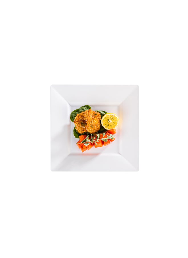 Restaurantware Restaurantware-10.8 x 10.8 x 0.5 Inch Party Plates, 100 Disposable Plastic Dessert Plates - Square, Heavy-Duty, White Plastic Salad Plates, Serve Sides Or Appetizers, For Weddings Or Catering  - Image 2