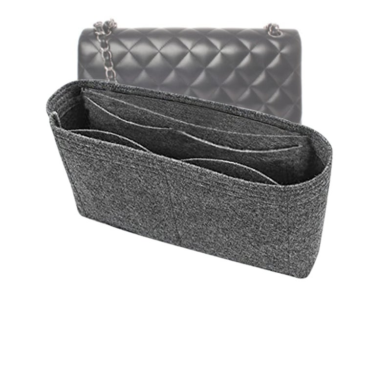 Lckaey Purse Organizer for classic flap bag insert maxi bags Shaper Purse Insert - Premium Insert 2009lightgray-XL - Image 2