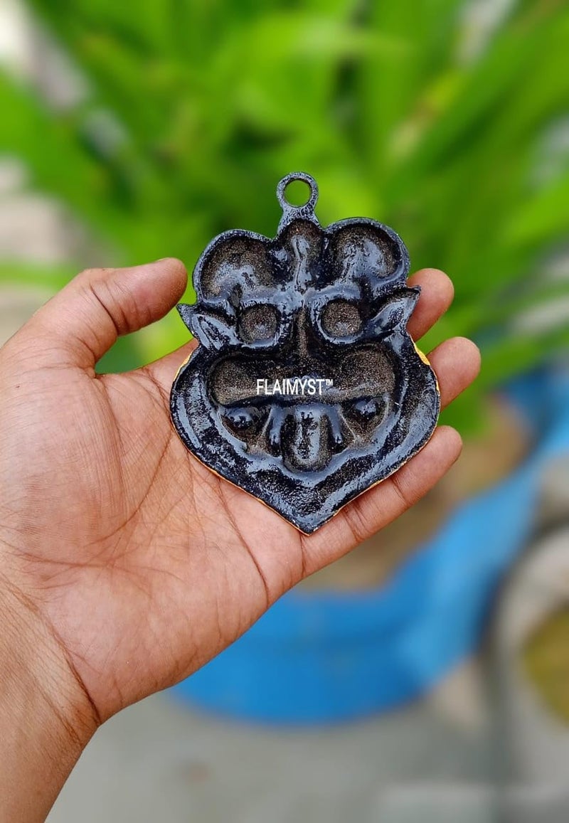 FLAIMYST Kirtimukha for Home Door in Aluminium Metal, Kirtimukha Wall Hanging for Home Decor, Nazar Battu for Home Entrance (Black 11X9 CM) - Image 4