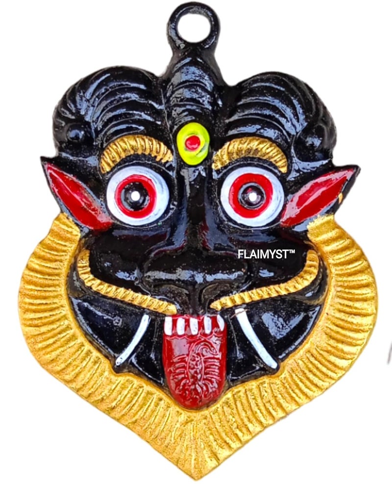 FLAIMYST Kirtimukha for Home Door in Aluminium Metal, Kirtimukha Wall Hanging for Home Decor, Nazar Battu for Home Entrance (Black 11X9 CM) - Image 1