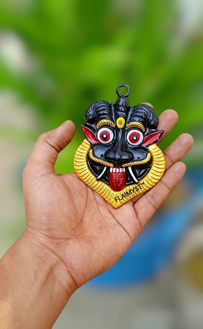 FLAIMYST Kirtimukha for Home Door in Aluminium Metal, Kirtimukha Wall Hanging for Home Decor, Nazar Battu for Home Entrance (Black 11X9 CM) - Image 3