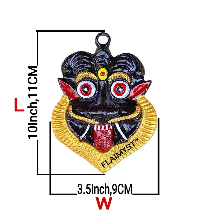 FLAIMYST Kirtimukha for Home Door in Aluminium Metal, Kirtimukha Wall Hanging for Home Decor, Nazar Battu for Home Entrance (Black 11X9 CM) - Image 2