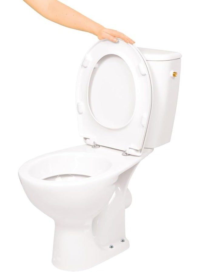 Elevated Toilet Seat with Lid and Secure Locking Mechanism, Raised Riser for Elderly and Mobility Support, White - Image 3