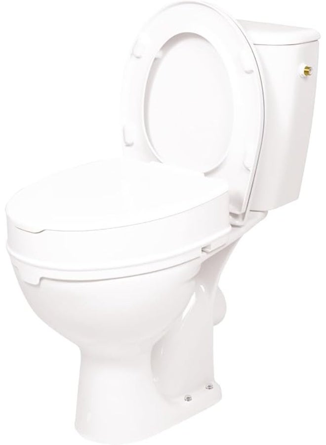 Elevated Toilet Seat with Lid and Secure Locking Mechanism, Raised Riser for Elderly and Mobility Support, White - Image 2