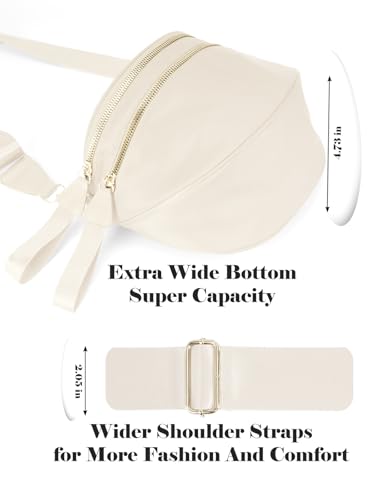 MEISEY Pure Colour Crossbody Bag Bum Bag for Women,Spacious Purse Fanny Packs Belt Bag,Oversized Bum Bag (Colour Bum Bag-Beige) - Image 5