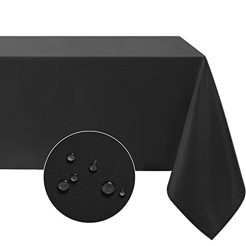 Softalker Rectangle Tablecloth, Waterproof & Stain Resistant Square Table Cloths Wrinkle Free Fabric Washable 210GSM Polyester Table Cover for Dining/Party/Outdoor - 54 x 54 inch,Black - Image 1
