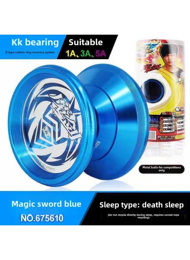 Yo-Yo Fire Young King Flow Flame Game Yoyo Ball Children's Metal Luminous Yo-yo-Color:Blue Metal-magic Sword-Specifications:Free 10 Ropes + 10 Bead Bearings + Gloves - Image 1