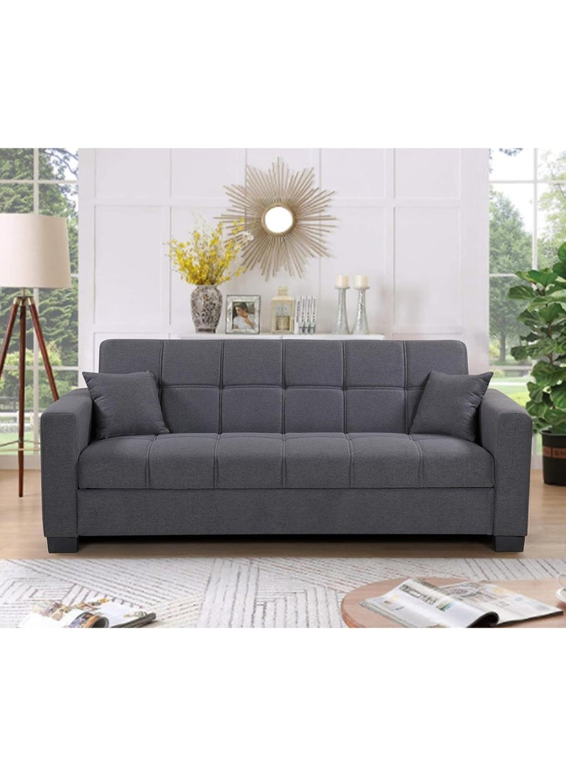 KARNAK Karnak Alba Sofa Cum Bed I Sleeping Fabric Sofa I Three Seat Sofa Bed I Modern Design Living Room Sofa K-S399  Grey 180X110X75 Cm  - Image 1