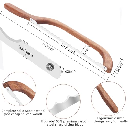 Uprichya Bread Knife for Homemade Bread, Bread Slicer for Homemade Bread, Sourdough Bread Knife, Wooden Bread Bow for Sourdough -16" Bread Saw - Image 4