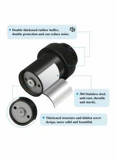 KASTWAVE Door Stoppers, Floor Mounted Door Stop Black Heavy Duty Doorstop Stainless Steel Modern Door Stops Bumper Wall Protector Decorative Solid Rubber Tall Floor Door Stopper for Skirtings (2 Pack)  - Image 4