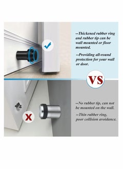 KASTWAVE Door Stoppers, Floor Mounted Door Stop Black Heavy Duty Doorstop Stainless Steel Modern Door Stops Bumper Wall Protector Decorative Solid Rubber Tall Floor Door Stopper for Skirtings (2 Pack)  - Image 5