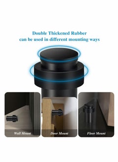 KASTWAVE Door Stoppers, Floor Mounted Door Stop Black Heavy Duty Doorstop Stainless Steel Modern Door Stops Bumper Wall Protector Decorative Solid Rubber Tall Floor Door Stopper for Skirtings (2 Pack)  - Image 2