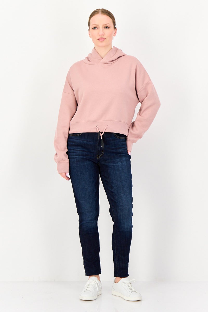 CROSSHATCH Women Solid Long Sleeve Hoodie, Dusty Pink - Image 3