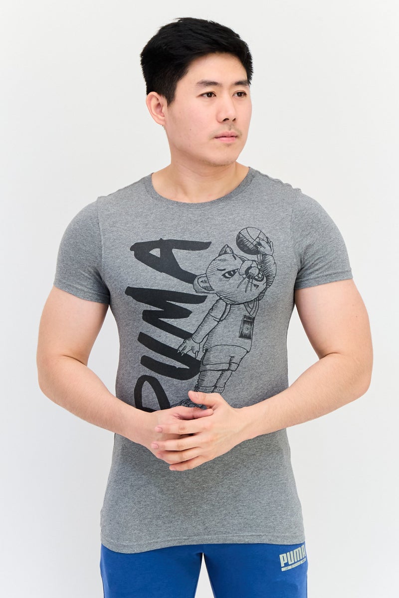 PUMA Men Slim Fit Graphic Print Outdoor T-Shirt, Grey - Image 1