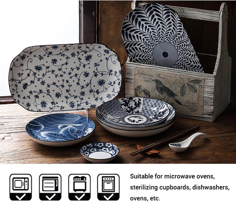 klarako 4 Pack Blue and White Porcelain Dish Serving Plates Floral Dinner Shallow Plates Appetizer Salad Dessert Snack Plate (7 inch,Different patterns) - Image 3